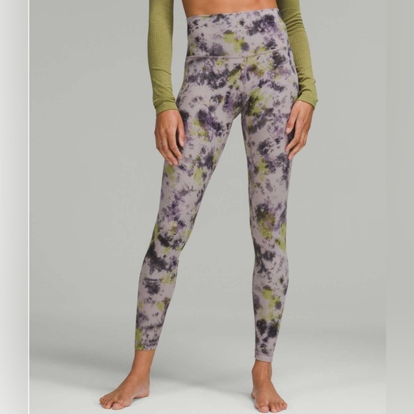📸Lululemon Align High-Rise Pant 28", Radial Tie Dye Mauve Grey Multi, Size 20 - Picture 2 of 5